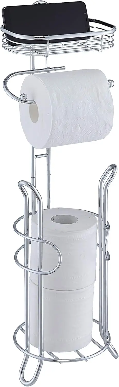 

Bathroom Heavyweight Toilet Tissue Paper Roll Storage Holder Stand with Reserve and Shelve, The