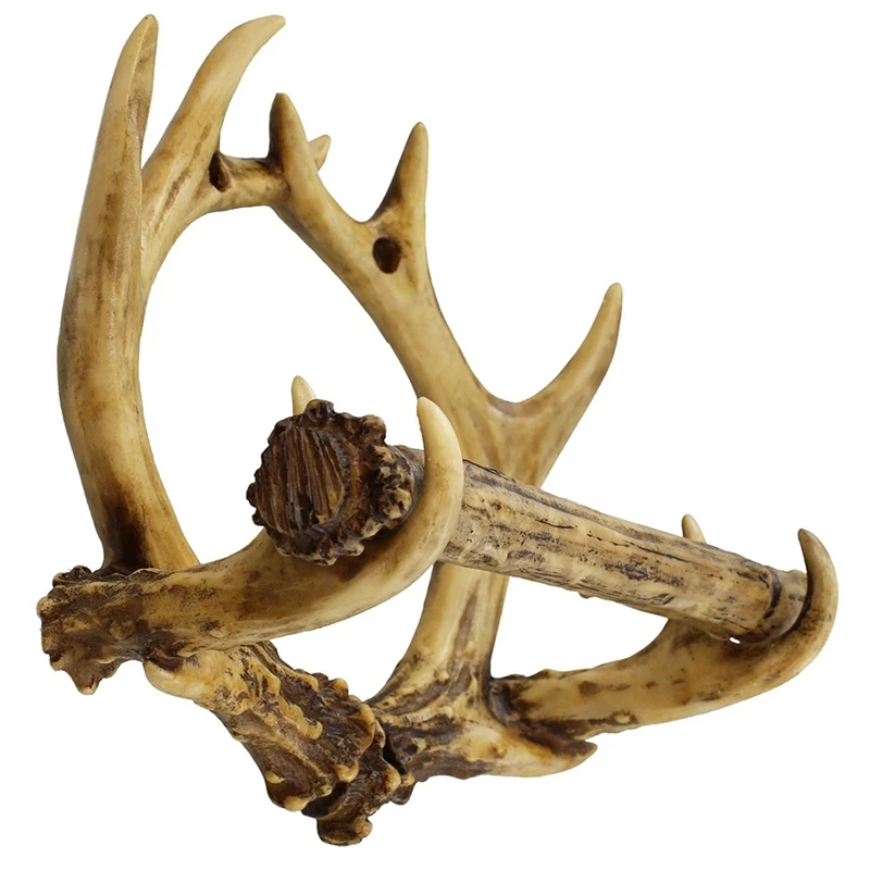 Rustic Deer Antler Wall Mounted Toilet Paper Holder American Country Resin Crafts Paper Towel Rack For Home Decorations