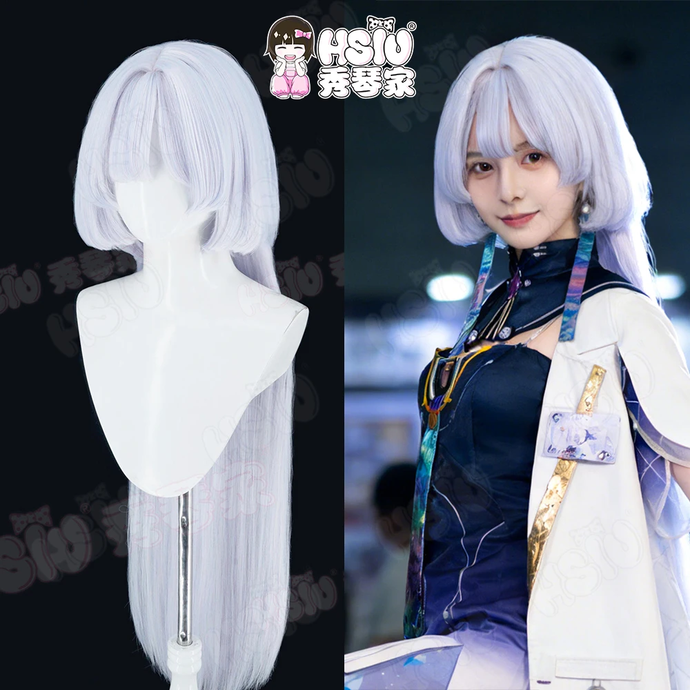 

Mornye cosplay Wig HSIU 100CM Powder Blue Long Hair Heat Resistant Wigs+Wig cap Game Wuthering Waves Mornye Cosplay Wig