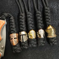 Paracord Anhänger Messing legierung spartanische Krieger Helm Messer Perlen DIY hand gefertigte gewebte Lanyard Auto Schlüssel bund Outdoor edc