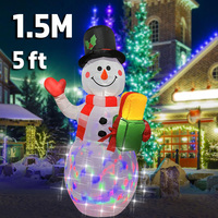 Snowman Glowing Inflatables With Multicolor LED Light Outdoor Home Cafe Christmas Decoration 2025 Party Garden Decor 5FT 1.5M