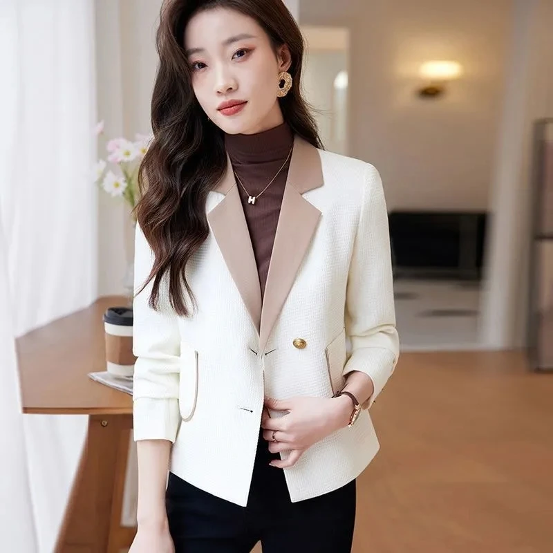 

2023Women‘s Blazers Jacket Autumn Fashion Chic single-breasted Suits Office short Blazer for Women Elegant Outerwear Ladies 4XL