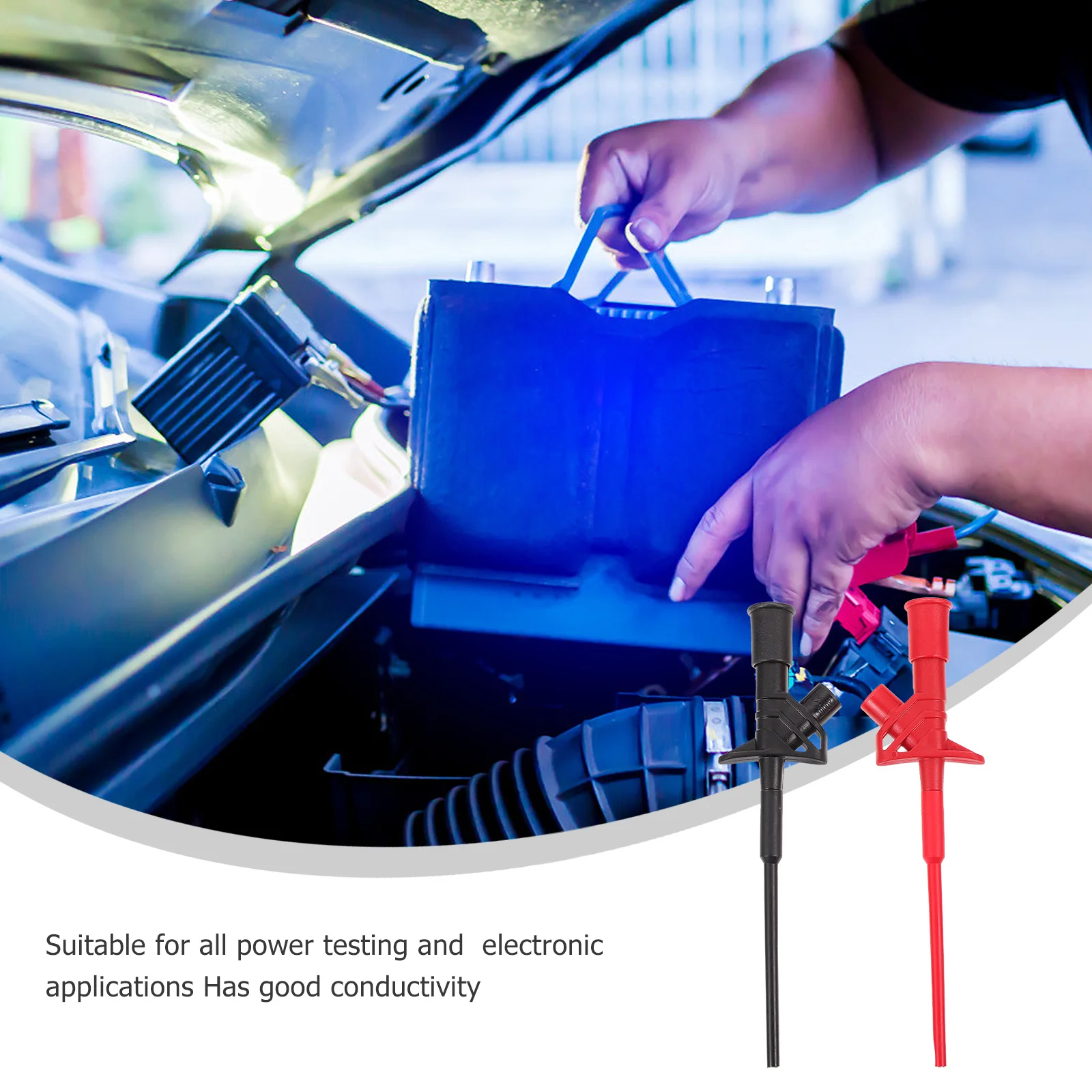 2 шт. Зонд для тестирования черный/красный с изоляцией и гибким наконечником