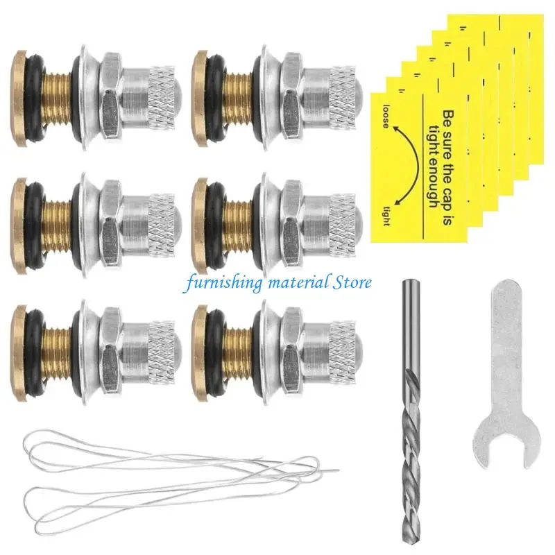 

Y5GD Ventilation Caps Set For Fuels Container Includes Drill Bit Wrench Wire Enhances Airflows Gas Canister Vent Caps Set
