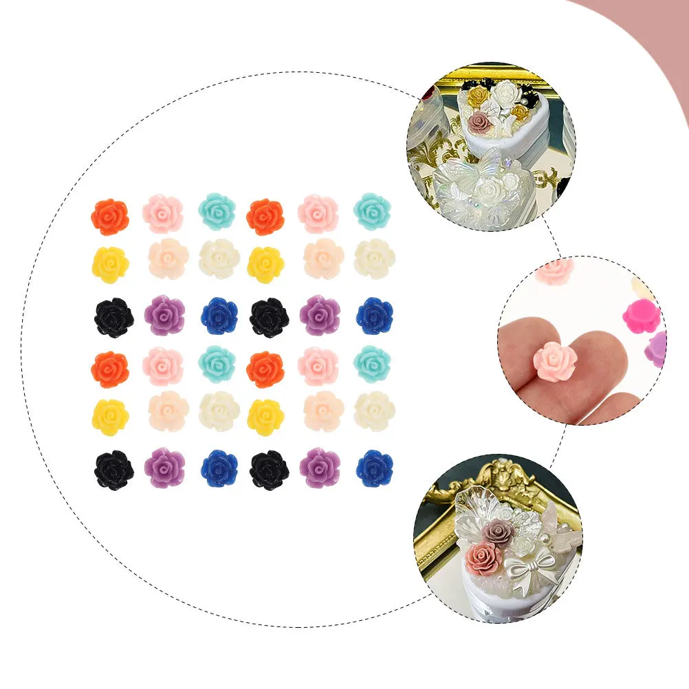 

100Pcs Resin Rose DIY Materials Flower Shape Pendants Handmade Jewelry Charms for DIY Earrings Necklaces Crafts Gift