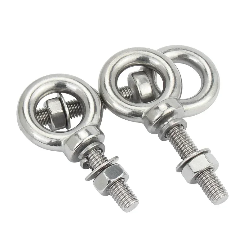 M3-M8 Ring Eyebolts With Nut Washer Gaksets Set 304 Stainless Steel Extended Bolts Marine Lifting Ring Screws And Nuts