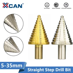 XCAN Step Drill Bit 1pc 5-35mm HSS Step Cone Drill Titantium Coated Hole Cutter Ladder Drill for Woodworking Pagoda Drill