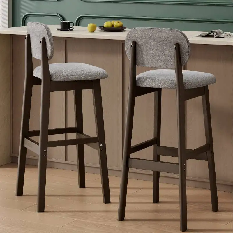 

High Decorative Bar Chair Design Comfortable Wood Black Office Bar Chair Stools Velvet Upholstered Taburetes De Club Furniture