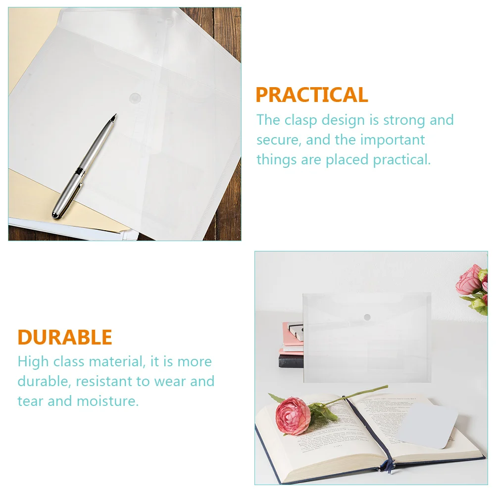 6 Pcs File Holder Office A5 Pouch Plastic Document Bag Folders for Documents Portable Envelope Travel Tag Business Binder