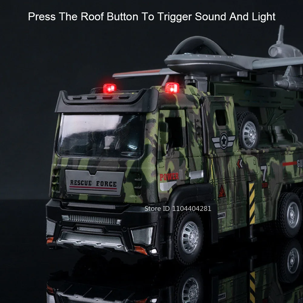 1:32 Militär Drone Starten Fahrzeug Raketen Autos Spielzeug Diecast Modell Licht Musik Zurückziehen Türen Geöffnet Lkw Jungen Pädagogisches Spielzeug