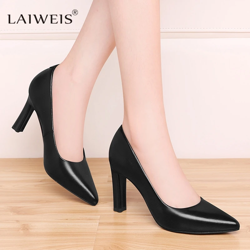 

Fashion Small Thick Heel High Heels Matte Pointed Toe Shallow Mouth Casual Single Shoes Nude Party Dress Pumps Office Work Shoes