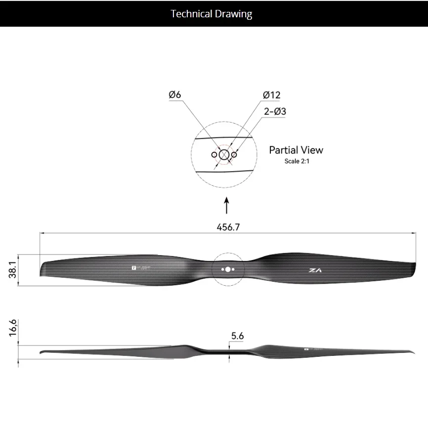 SkyDElT-MOTOR VZ18*7 High Quality Carbon Fiber Propellers Blade 18 Inches For   Helicopter Airplane s Accessories