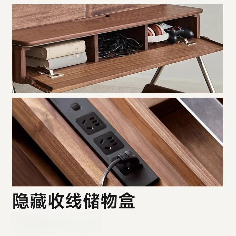 Todo o armário de TV de madeira maciça nogueira removível suporte de TV casa moderna simples