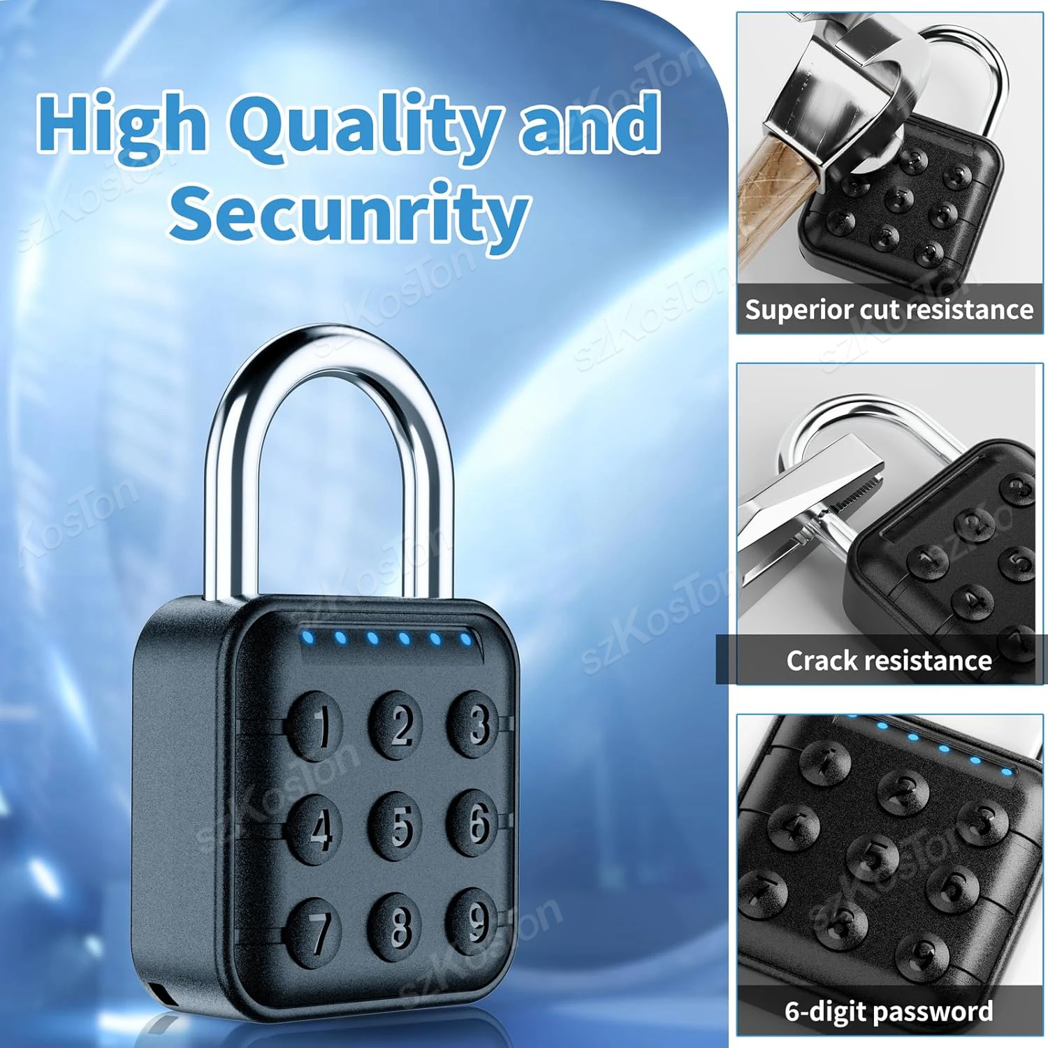 Digital Electronic Lock Combination Smart Lock IP67 Outdoor Waterproof Padlock for Gym School Locker Fence Suitcase Luggage