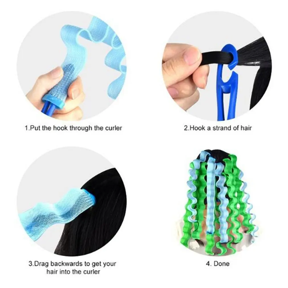 12Pcs DIY Hair Curler 30ซม.ทรงผม Roller Sticks Heatless ลูกกลิ้งผม Curlers คลื่น Formers Curling ผมจัดแต่งทรงผมเครื่องมือ