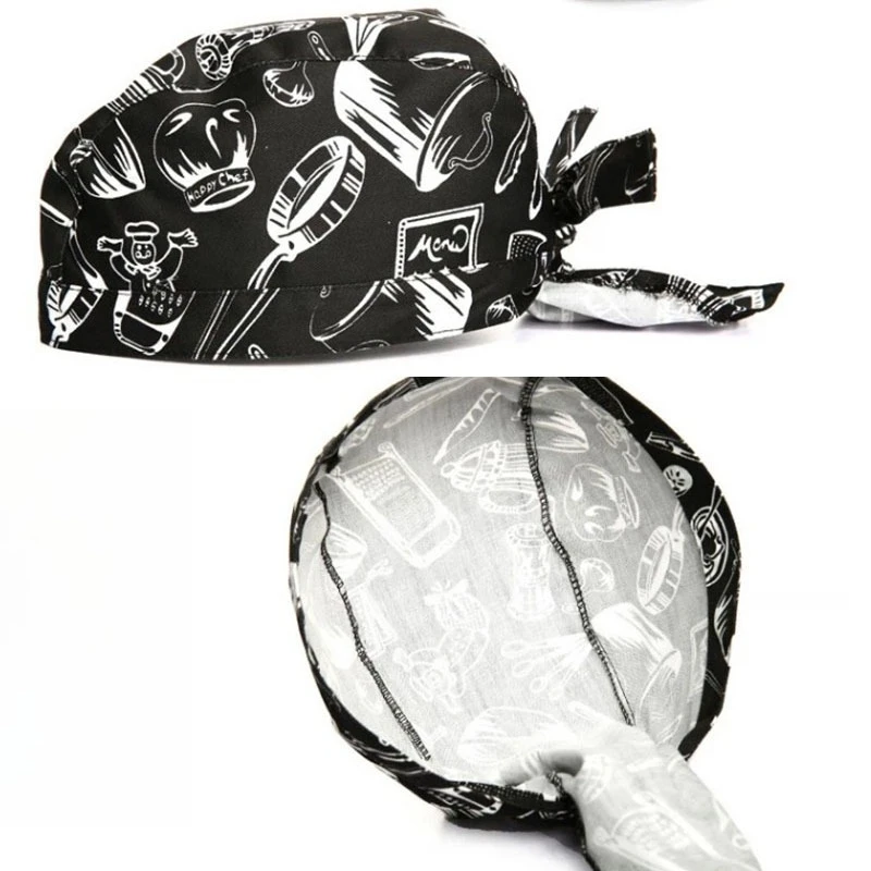 패스트푸드 주방 작업복을 위한 남녀공용 요리사 모자 뉴스보이 피크드 해적 반다나 캡