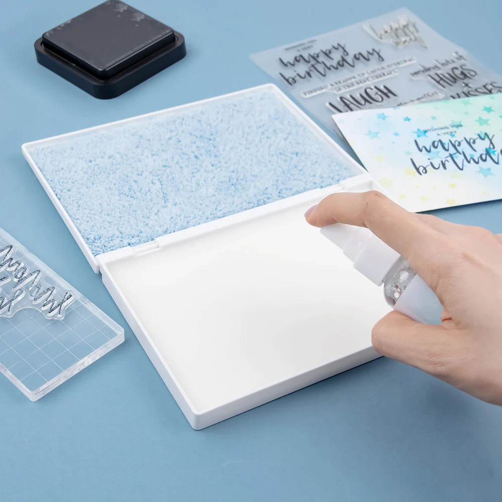 Double-Sided Stamp Scrubber Stamp Cleaner for Clear/Rubber/Cling/Foam Stamps Large Stamp Cleaning Pad Easy Ink Removal Sponge