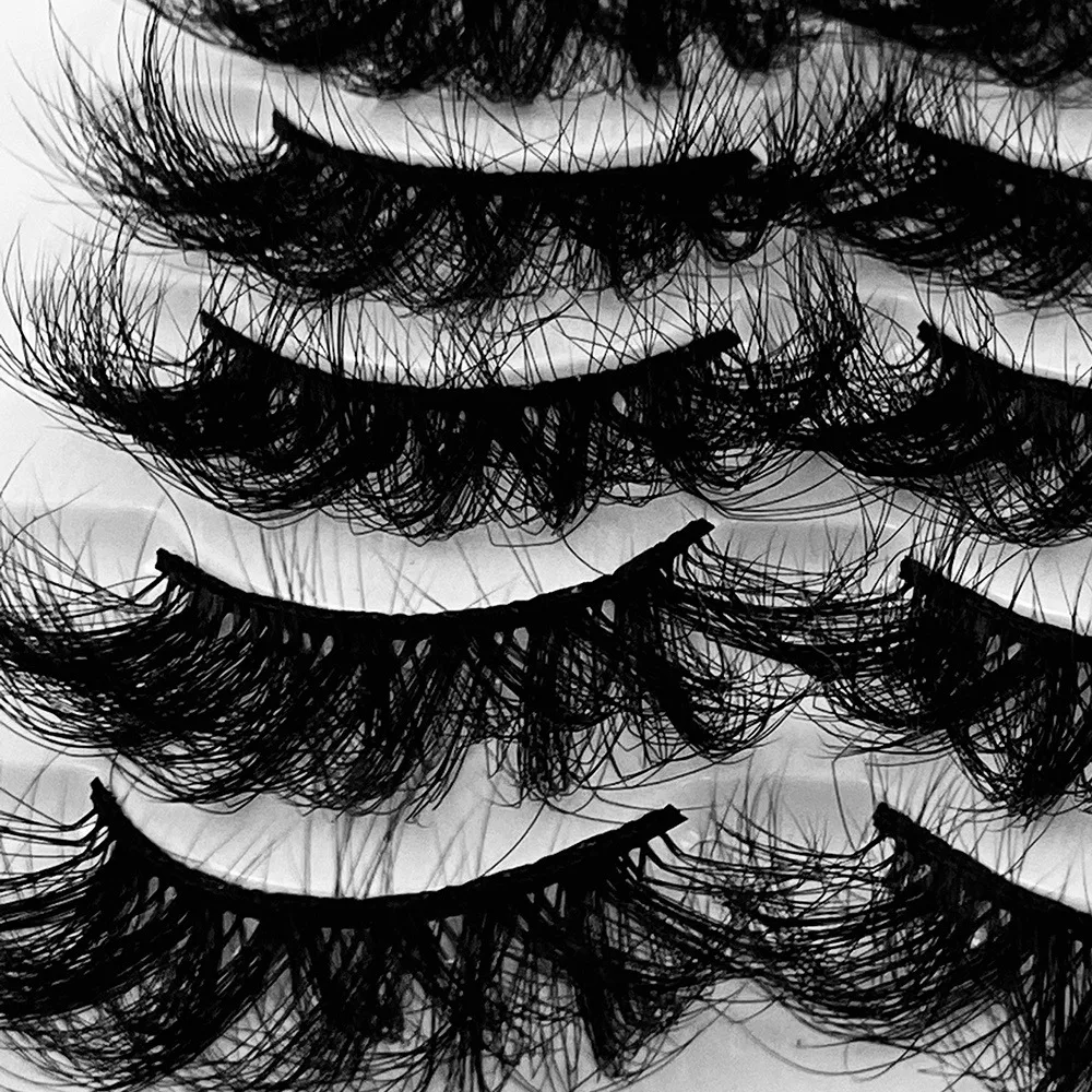 5 Pairs 25mm 8D Faux Mink Lashes Bulk Fluffy Natural False Eyelashes Thick Dramatic Faux Mink Eyelashes