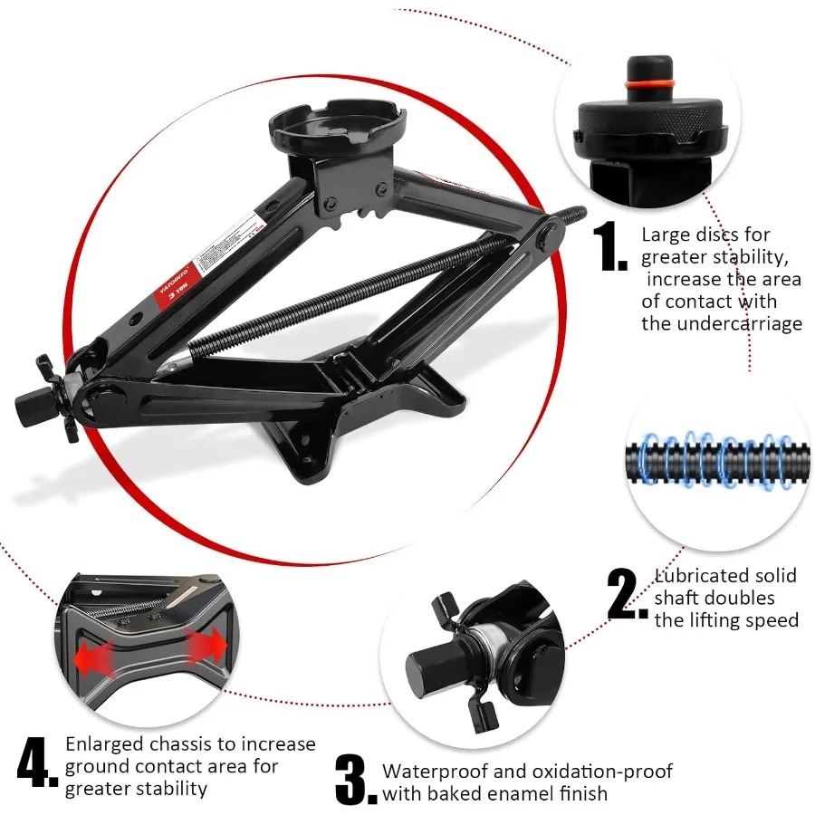 مقبس مقص السيارة المحمول لطراز تسلا Y موديل 3 S X مع سعة 6614 رطل 3 طن يتضمن مقبس مقص أسود مثقاب A #5