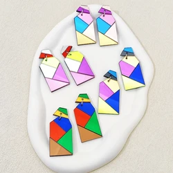 KUGUYS Fashion Color Matching Geometry Drop Earrings for Women Mirror Acrylic Jewelry Accessory