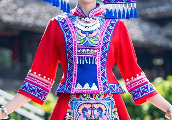 مجموعة أزياء أداء المسرح المطرزة للسيدات من تشوانغ الصينية