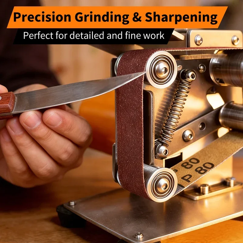 TUNGFULL Mini Belt Sander Electric Small Sander Stepless Speed Regulation Knife Sharpener Power Belt Grinder for Knife Making