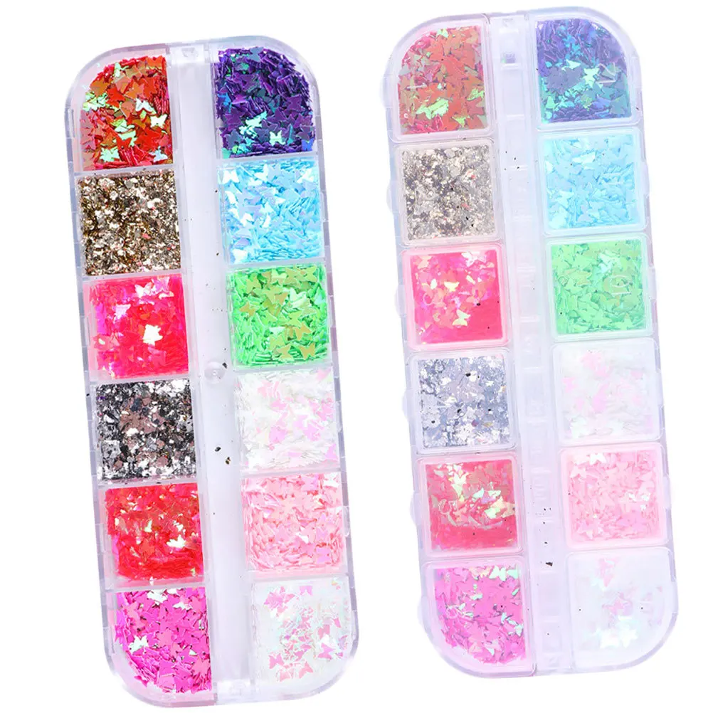 2 Pcs Nail Decoration Accessories Glitter Sequins Manicure Decals Heart Sticker
