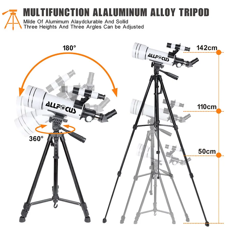 ALLFOCUS Telescope Professional Astronomical adults Kids,40070,20-333X Refracting Telescope Portable Tripod,Phone Holder,Gift