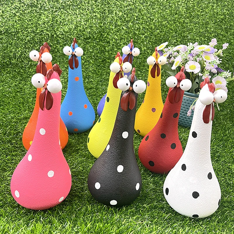 Resin Long Neck Chicken Ornaments for Garden Courtyard Outdoor Decoration Silly Hen Statues Office Desktop Figurines