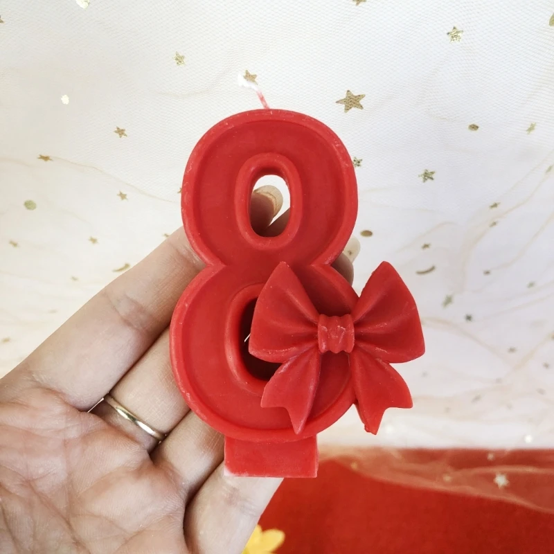 Bow Number Mold Bowknot Baking Silicone Mould DIY Resin Molds Handmade Soap Mold for Cake Chocolate Decoration Dropship