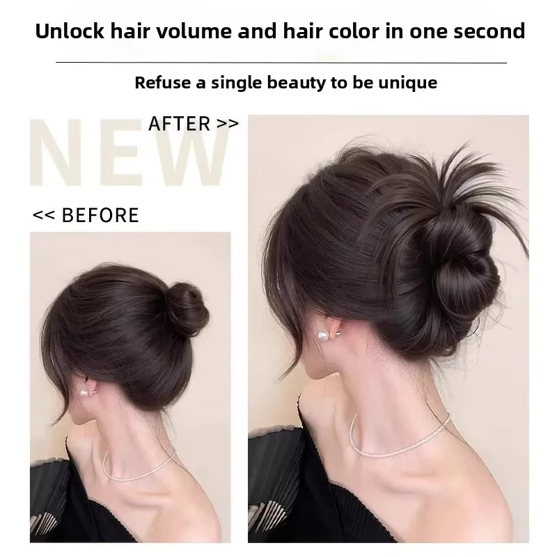 Synthetic Low-tied Chicken Feather Ball Head Claw Clip Bun Lazy Bun Wig Bag Hair Accessories Suitable For Women