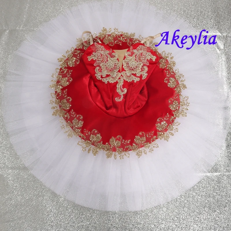 

Akeylia red white Pre-Professional Ballet Tutu velvet Red Black Ballet Stage Costume Girls Performance Ballet Tutu BLST18006B