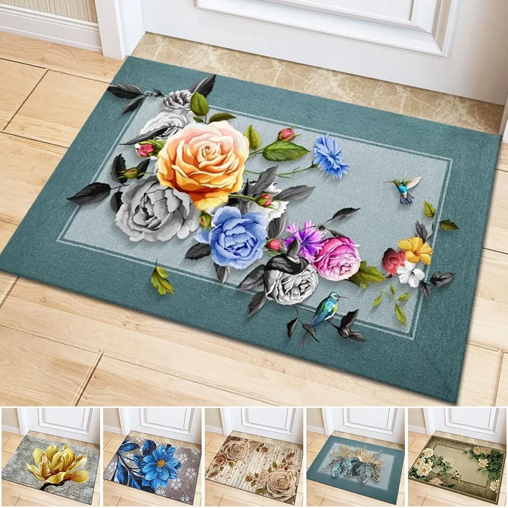 

Cute Printed Pattern Doormat Room Bath Rug Foot Mat Bathroom Non-slip Mat Kitchen Water Absorption Rug Entrance Door Floor Mat