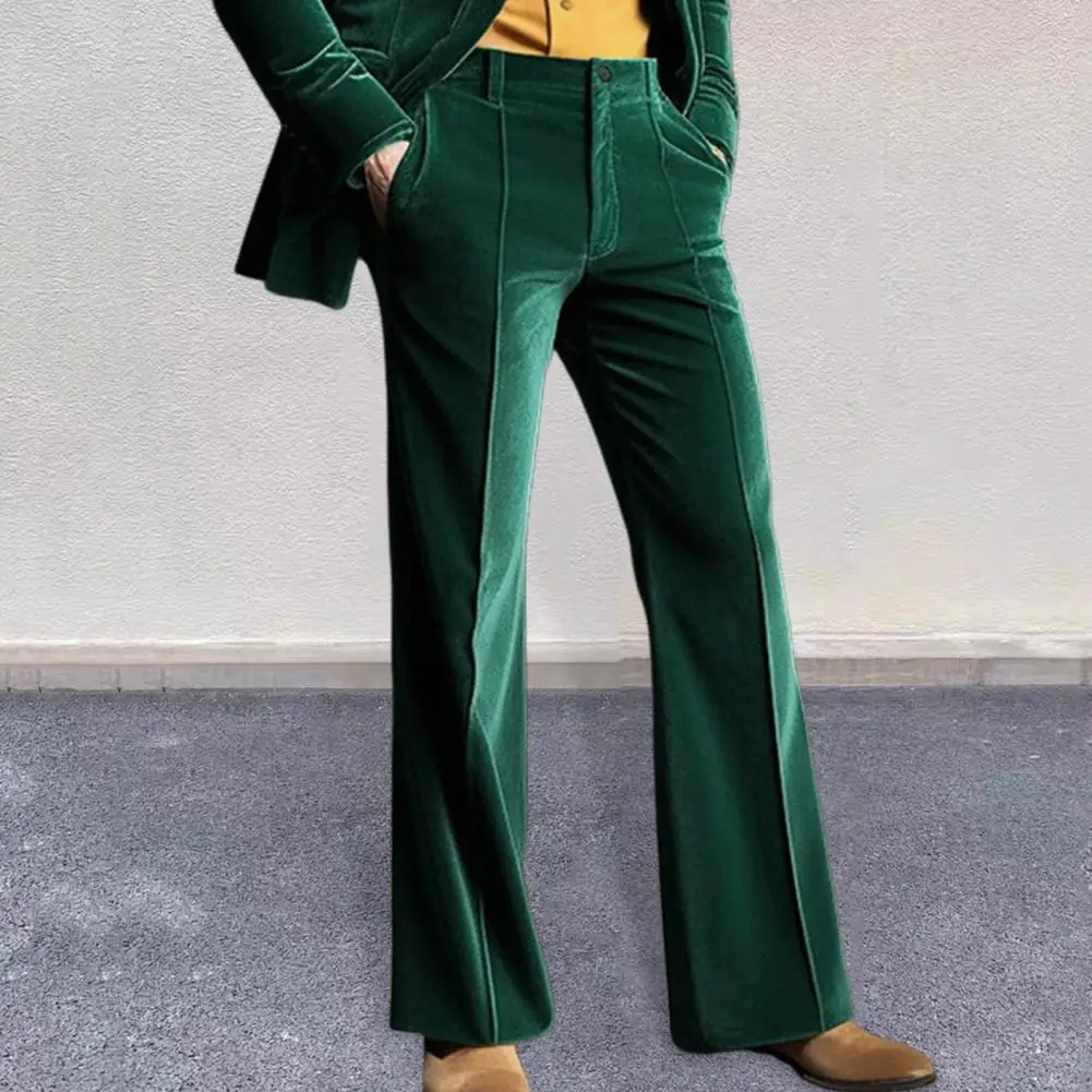 2025, männliches Kleid, goldene Samthose, ausgestellte Hose, Freizeithose, Tasche, einfarbig, Komfort, Business, Alltag, Urlaub, Mode