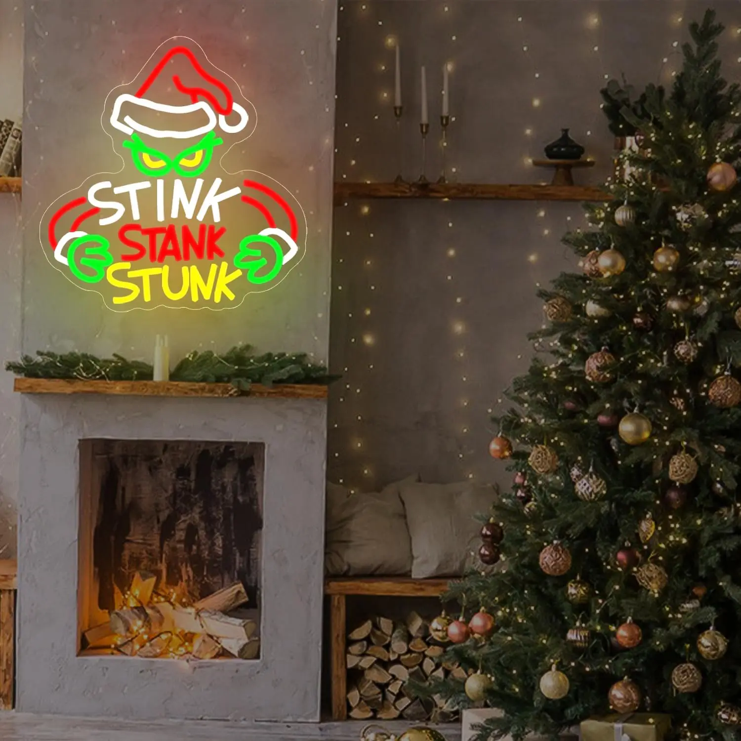 عيد الميلاد النيون تسجيل USB عكس الضوء LED ضوء النيون لغرفة النوم لعبة غرفة رجل الكهف عيد الميلاد حفلة ديكور المنزل هدية عيد الميلاد الخفيفة #6