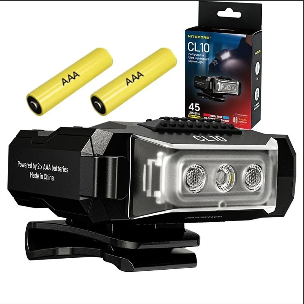 Original NITECORE CL10 Multipurpose Ultra Lightweight Clip-on Light 45Lumens Red Blue Lamp Adjustable Torch With 2*AAA Battery