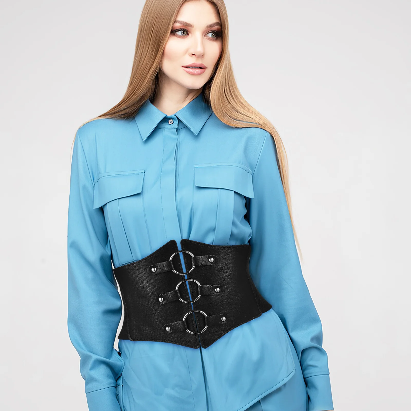 

2 Pcs Wide Belt Waist Belts Corset Pirate Cinch Dress of Women Pu for Miss Corsets