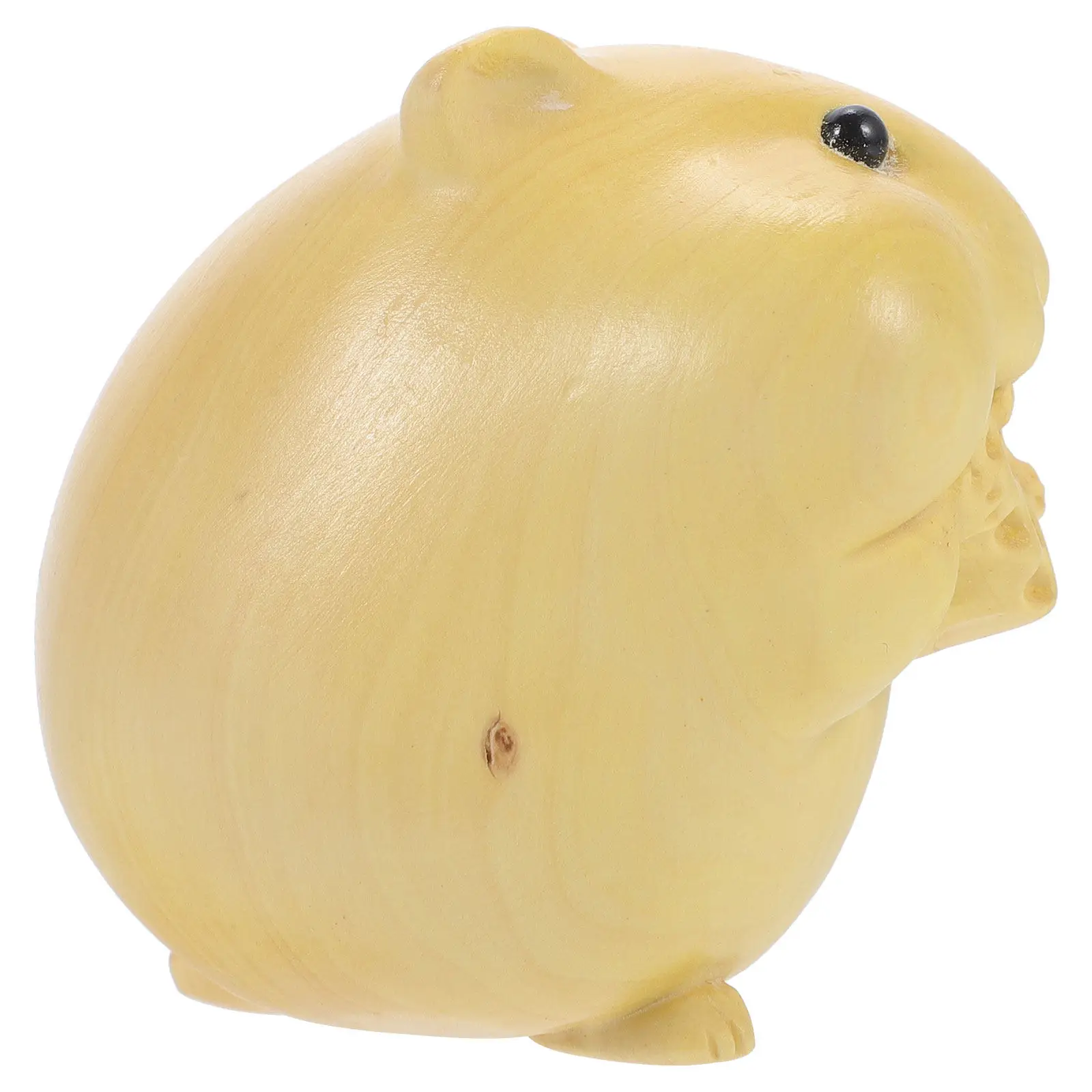 Handcrafted Boxwood Hamster Statue Compact Wood Animal Decoration for Desk Table Shelf Living Space Office Decor Unique Gift