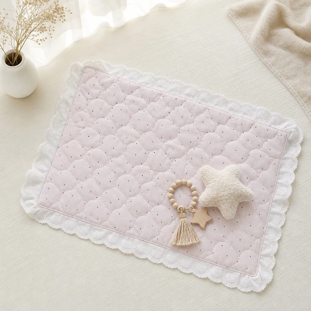Korean Style Dining Mat Cup Mat Checkered Lace Trimmed Polka Dot Decorative Pad Cute Photography Polyester Fiber Tablecloth