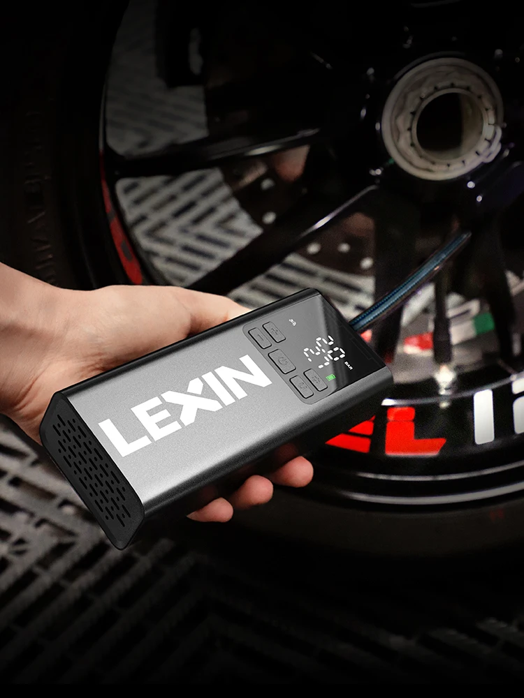 Lexin P5 Smarte Luftpumpe 5000mAh für Motorräder Reifen-Voreinstellungsdruck-Inflator Fahrrad mit LED-Licht Powerbank Zubehör