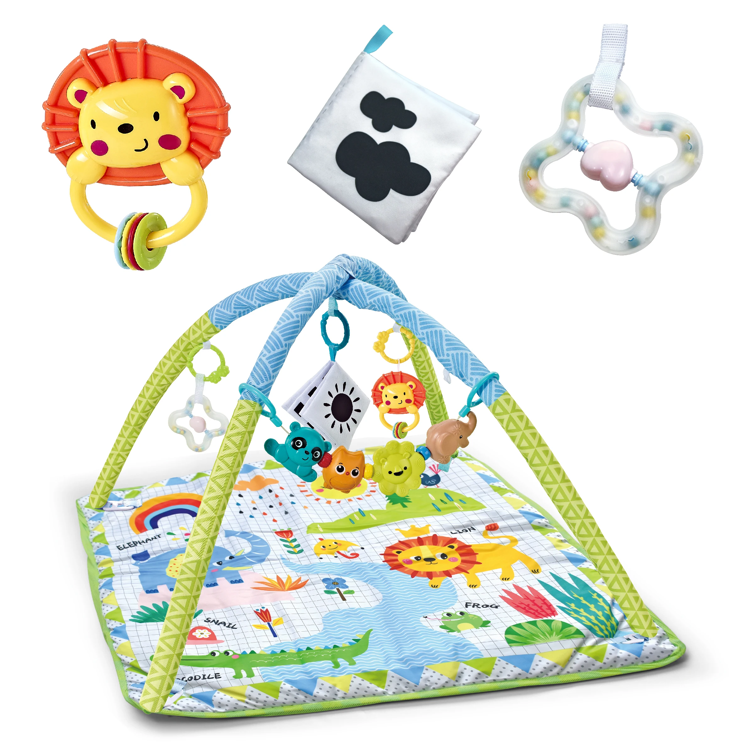 Baby Play Gym Play Mat Baby Fitness Frame Multifunctional Educational Mat With 5 Detachable Toys Fence Crawling Blanket Gift