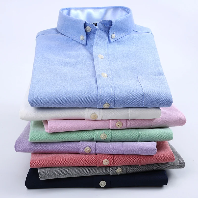 Men's new short sleeve thin shirt Oxford woven shirt breathable business leisure free ironing spring and summer slim fit