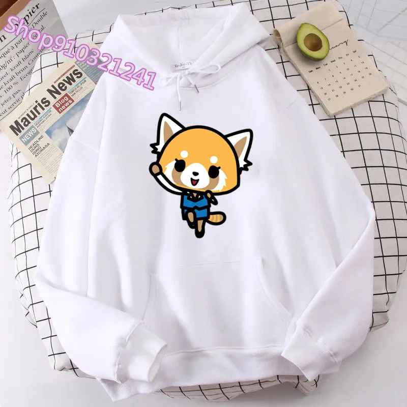 

Толстовка Aggretsuko женская с капюшоном, милый свитшот с рисунком лисы в стиле Харадзюку, модная Толстовка с длинным рукавом, плотные Топы