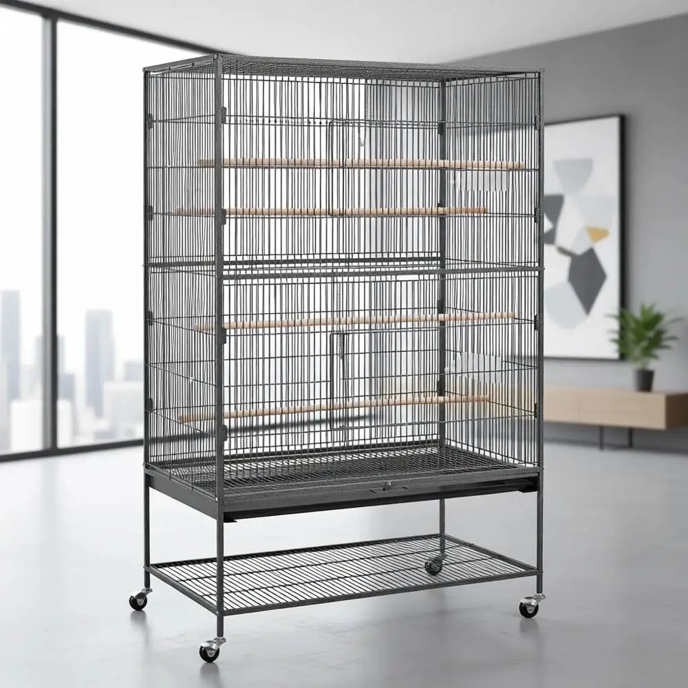 

Большая металлическая клетка на колесах для попугаев, 93,5 x 56,5 x 153 см