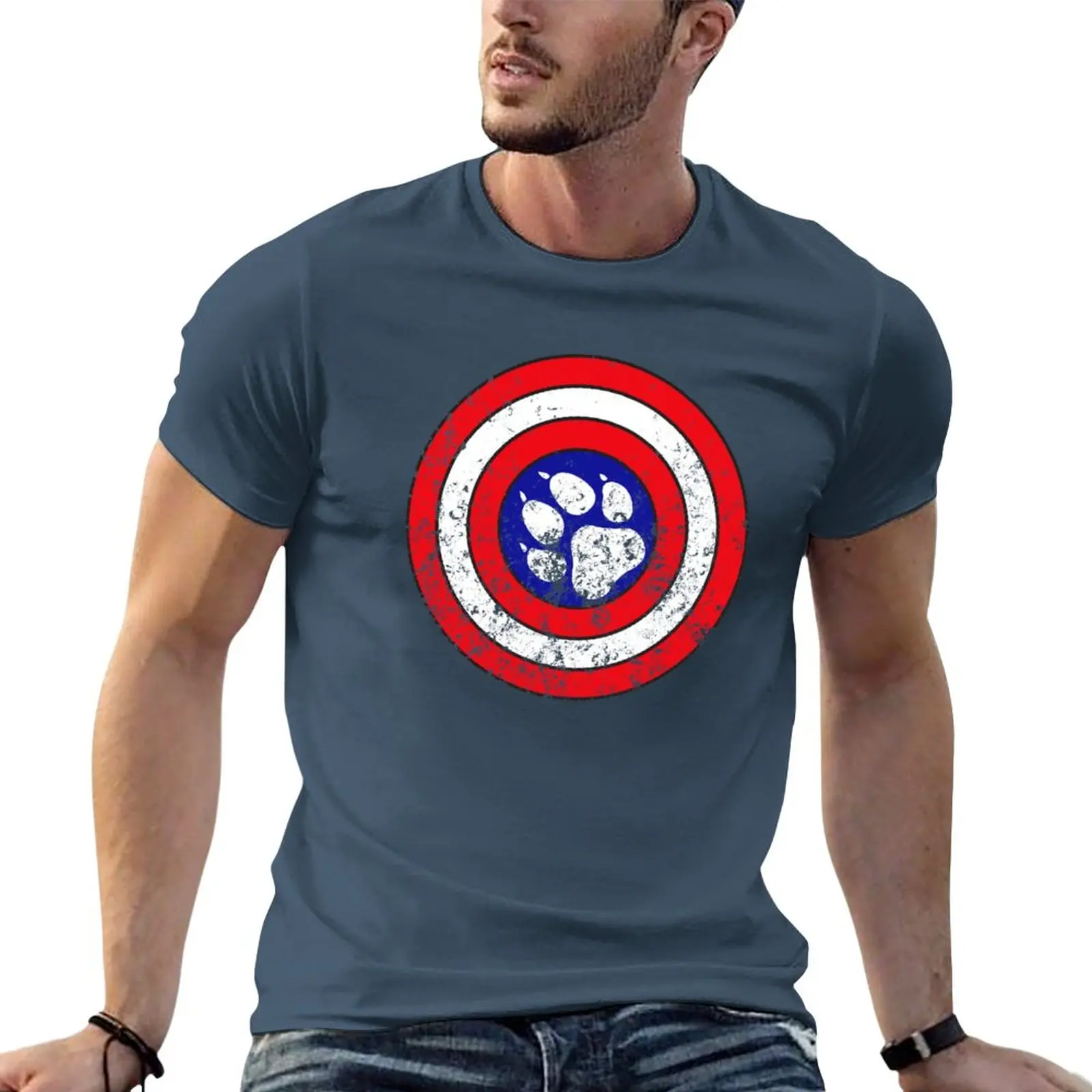 

New Captain Pupmerica (Distressed) T-Shirt blank t shirts shirts graphic tees tees anime clothes men workout shirt