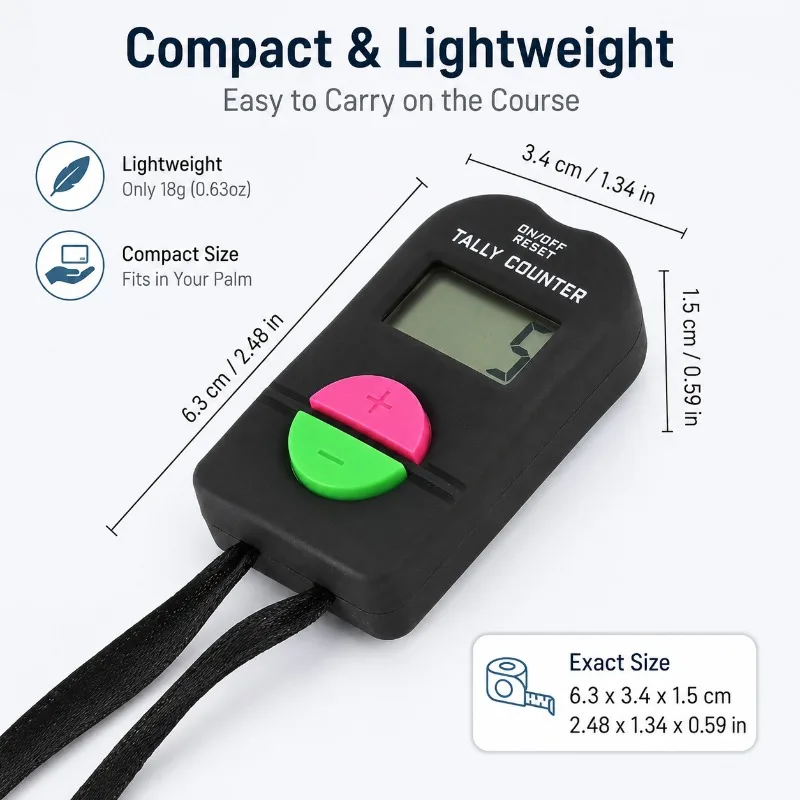 1/5/10/20PCS Mini Golf Stroke Counter Digital Tally Clicker 4-Digit LCD Handheld Electronic Score Counter with Neck Lanyard