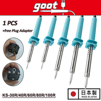 GOOT Electric Soldering Iron 1PCS with Plug Adapter 30/40/60/80/100W Ceramic Heater Soldering Tips Electric Repair KS Series