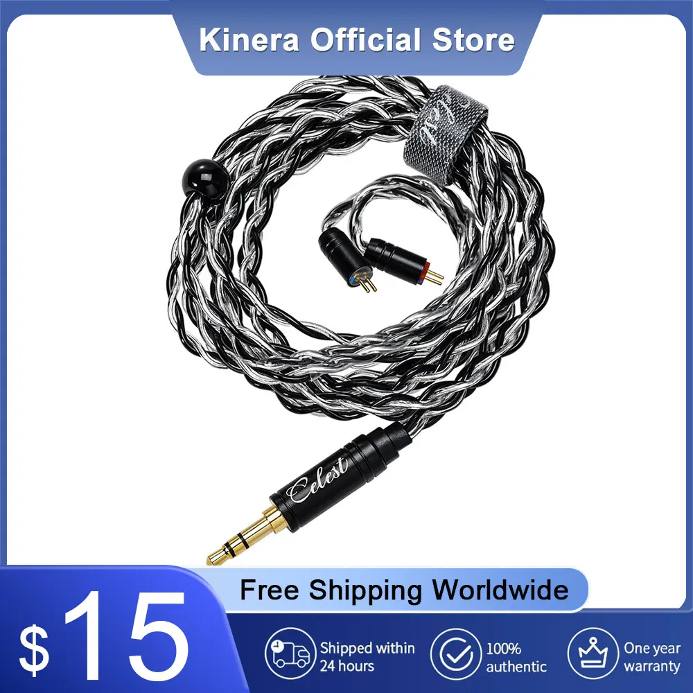 New Kinera Celest Aura Headphone Silver Lated Copper 0.78 2pin Wire Headset Earphone Cable Accessories 3.5mm 4.4mm Plug IEMs