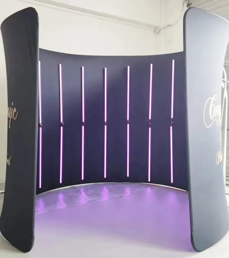 10ft Backdrop For 100 115cm 360 Photo Booth 360 Party Photo Booth Machine Enclosure Backdrop Stand With 32 LED Light