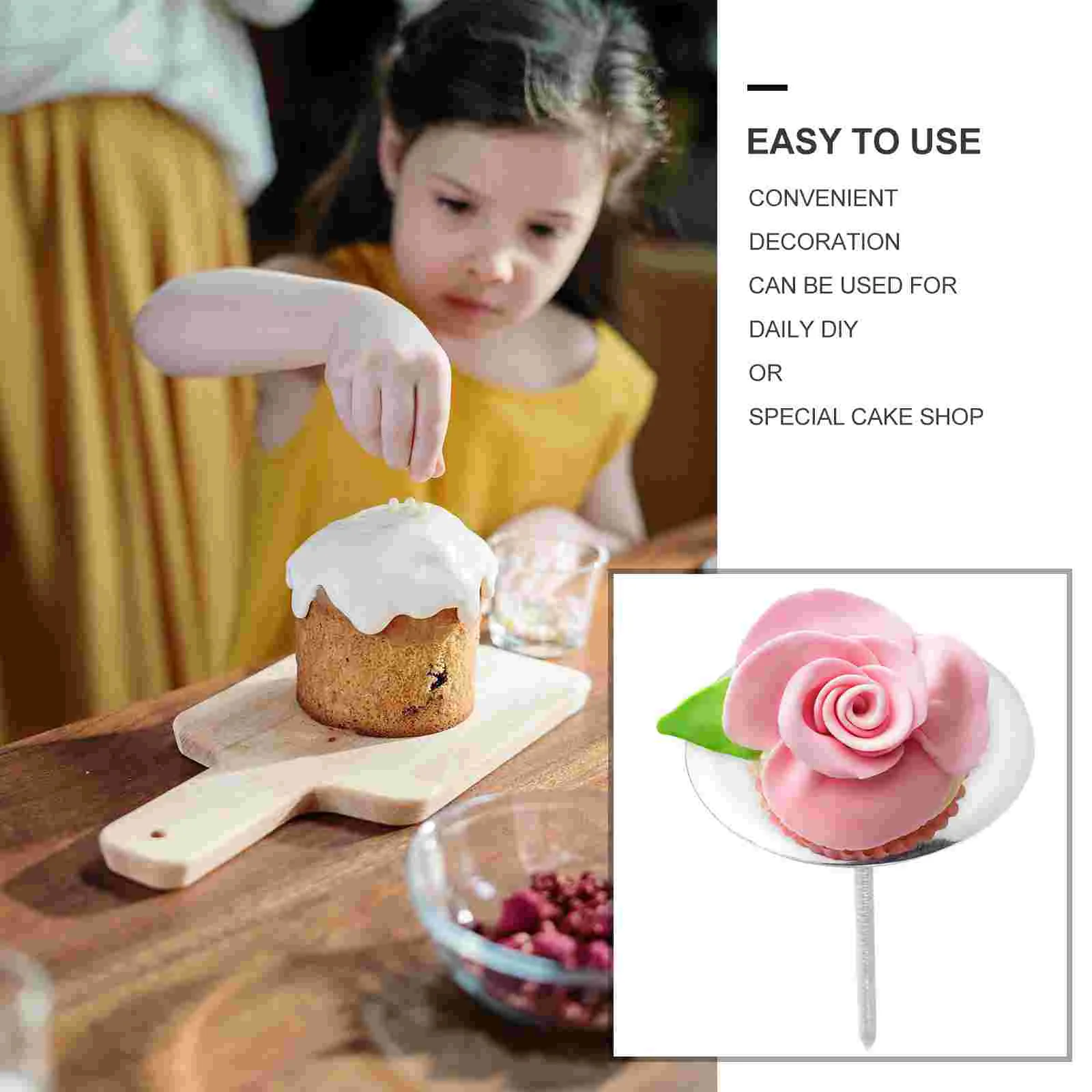 4 Pcs Cake Flower Tool Stainless Steel Nails Decorating Cupcake Baking Heating Core